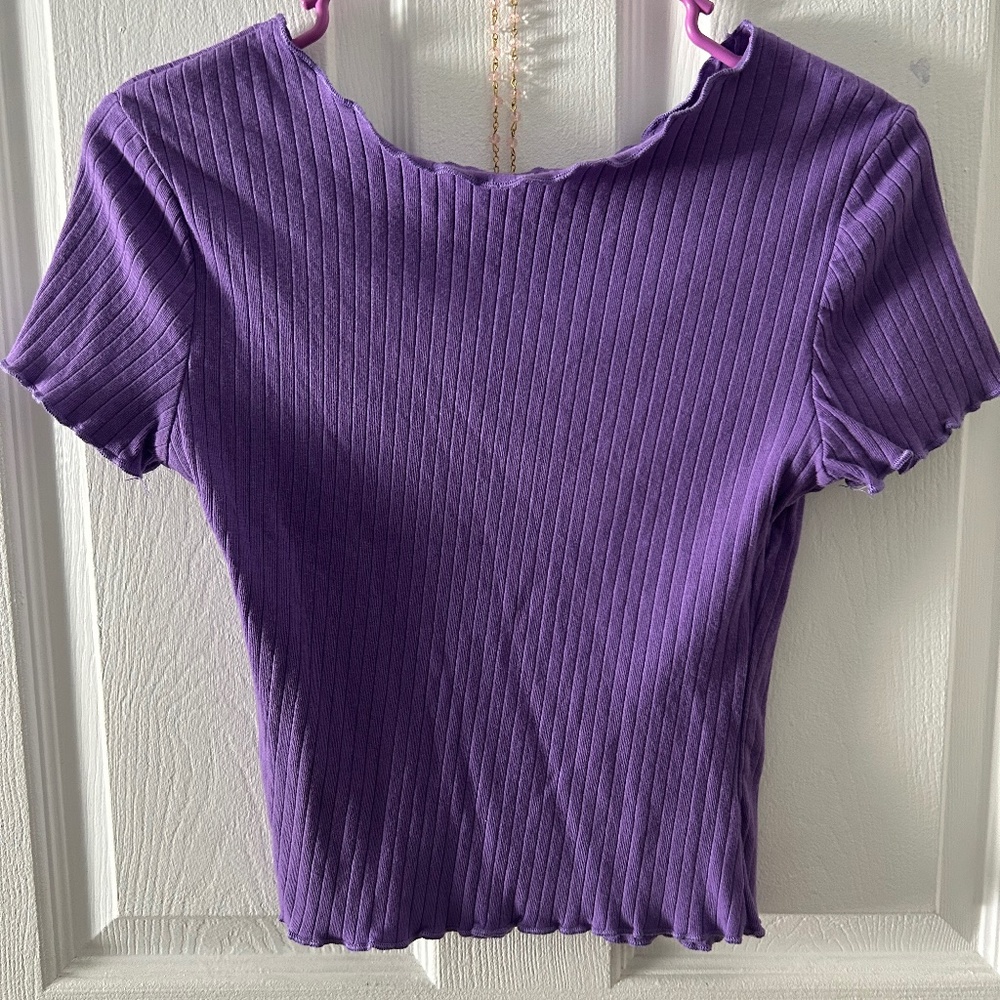 Purple rib-nit top